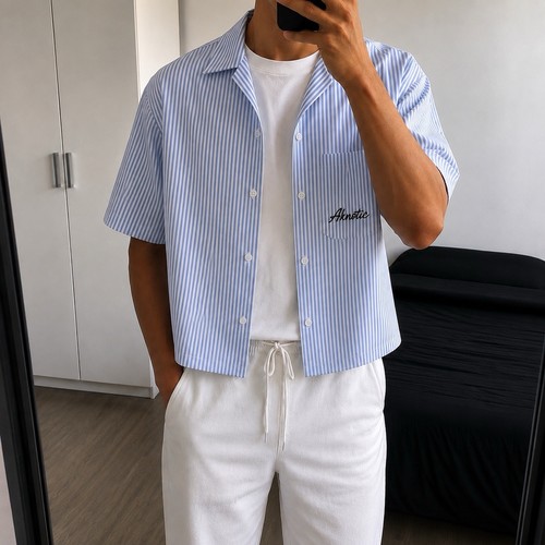 Chemise rayée bleu ciel