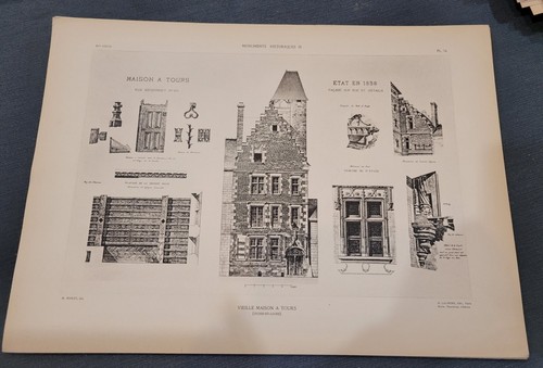 Gravure plan vieille maison - vieille,