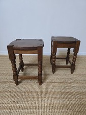 PAIRE 2 TABOURET BRUTALISTE- BOIS -VINTAGE-DESIGN 50-60-STYLE CHARLES DUDOUYT