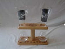 2 superbes verres à bière KWAK sur un seul socle en bois brasserie très bel état