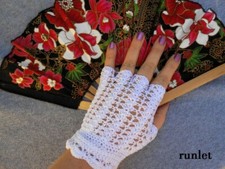 Mitaines femme en dentelle coton au crochet anti uv