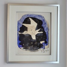 Georges Braque Lithographie Les Étoiles Oiseau 1959 Encadrée + Certificat 