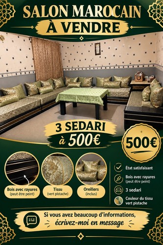 Salon marocain sedari vert - 3,