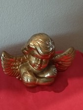 Ange Putto Angelot en Céramique Doré et Argenté Déco Noël Vitrine Collection 