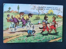 CPA A pied en tandem ou auto - Prenez la Route ... il fait beau