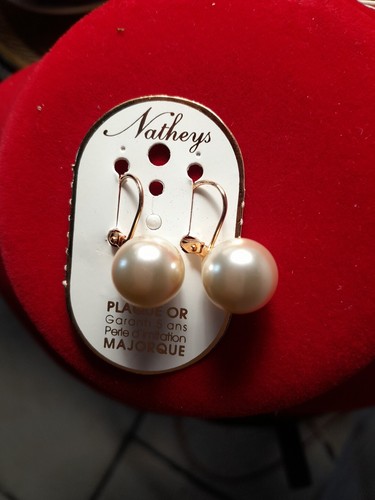 Dormeuses plaqué perles - or, et