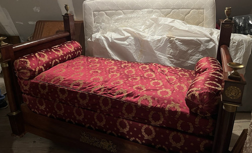 Rare lit acajou - :,