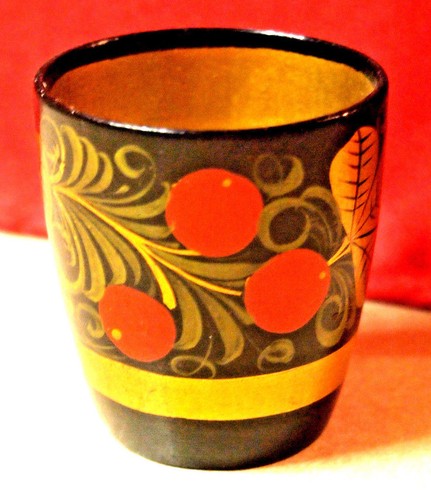 Vtg wooden cup hand painted - cup,