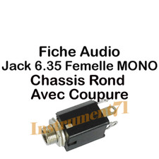 Fiche Jack 6.35 Mono Femelle Chassis Corps Plastique avec Interrupteur