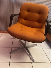 Fauteil de direction vintage Strafor 451 design Randall Buck 1975 Laine Orange