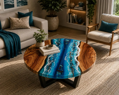 Epoxy round table top - epoxy,
