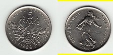 TRES RARE FDC 5 FRANCS NICKEL 1986  COTE 150 EURO !