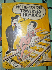 affiche ancienne train sncf mefie toi des traverses humides arfoll