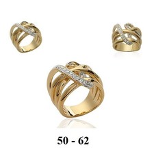 Dolly-Bijoux Bague T56 ZIG ZAG de Diamant Cz Plaqué Or 18K 5 Microns 