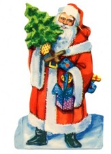 PÈRE NOËL SCANDINAVE AVEC CADEAUX - Déchiquet papier découpé Noël - VINTAGE