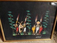 Aquarelle type école Poto Poto Brazzaville Danse Africaine Style iloki / Gotène