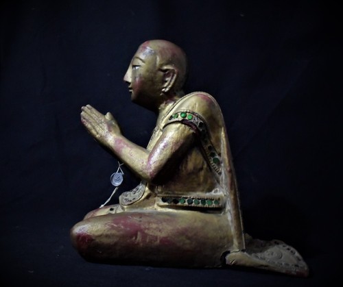 Statue bois polychrome - statue,