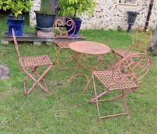 Ancien Salon de jardin en fer forgé Japonisant