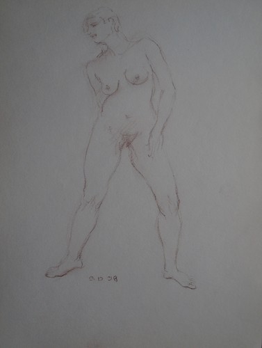 Dessin fusain etude nu - ,