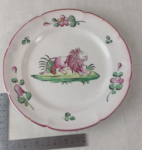 Ancienne assiette décor lion - décor,