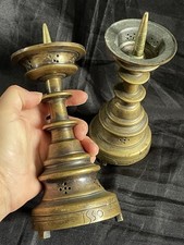 Paire de Pique Cierge Ancien en bronze Gothique - 1550 Haute Époque