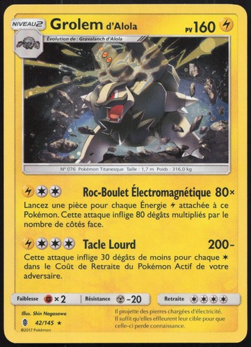 Carte pokémon grolem - grolem, d'alola