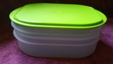 Lot de 2 Boîtes ventilo frais frigo tupperware 1 basse 1 haute 1 couvercle vert 