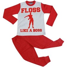 Enfants Garçons Filles Rouge Pyjama Créateur Floss Like A Boss Imprimé Vêtement