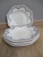 6 Assiettes creuses de forme octogonal Faïence de PEXONNE Modèle vieux Rouen