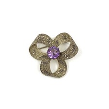 Broche en argent 925 Theodor Fahrner filigrane bijou ancien nœud améthyste
