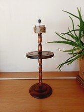 Cendrier carte du monde sur pied bois massif vintage