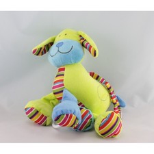 Doudou musical chien vert bleu
