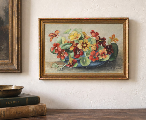 Vintage french floral oil - floral,