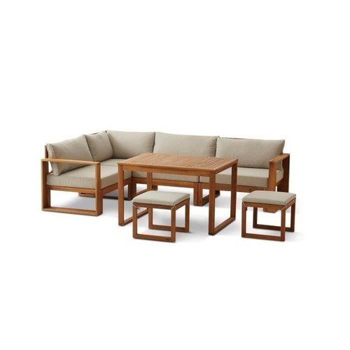 Salon jardin angle bois - angle,