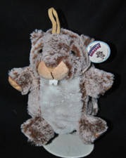 Peluche doudou marionnette castor marmotte brun chiné RODADOU RODA 21 cm NEUF