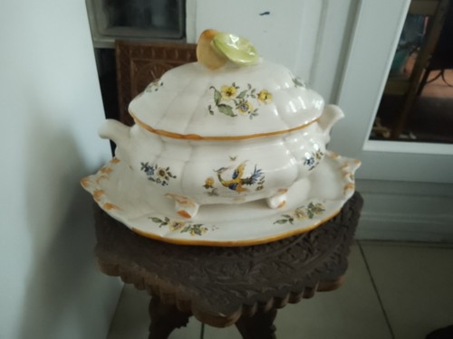 Soupière faïence peinte - soupière,