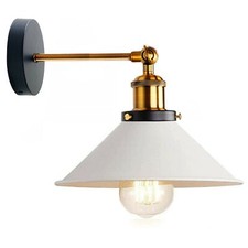 Applique rétro industrielle vintage en métal blanc pour chambre à coucher E27