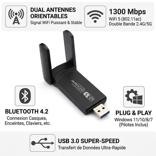 Clé usb wifi - clé, double
