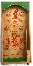 ANCIEN JEU DE BILLES FLIPPER LAPINS CANARD GAME OF MARBLES DUCK RABBITS