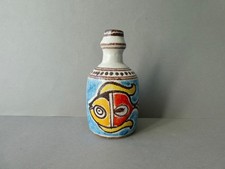 vase bouteille en céramique, fleur, poisson, signé Desimone, Italy, années 70