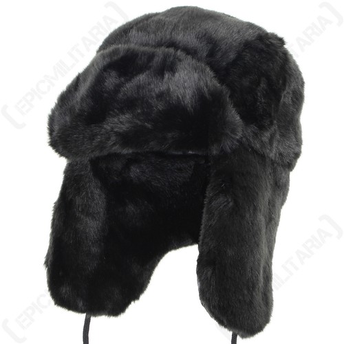 Noir fausse fourrure - fausse, ushanka