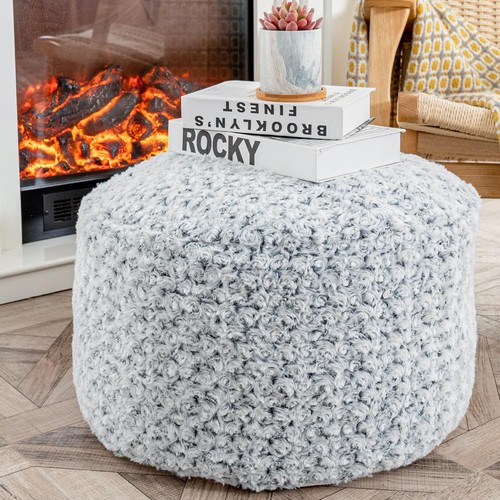 Grey pouf ottoman - grey, unstuffed