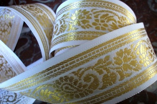 Galon blanc doré 4 cm - doré,