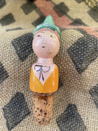 Ancien bouchon bois tête - bouchon,
