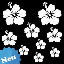 Hibiscus XXL 9 X Sticker Mural Autocollant de Voiture Fleurs Sticker Blanc