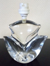 Pied de Lampe en Verre Cristal en Forme de Fleur. Lampe, Chevet TBE