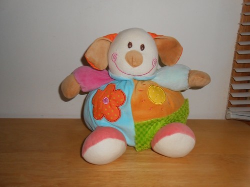 Doudou chien boule multicolore