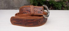 Ceinture en cuir et véritable peau de serpent longueur 100 cm taille 38 à 46