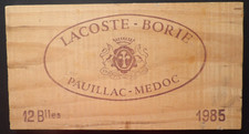 Estampe , façade de caisse vins château LACOSTE BORIE 1985  ref 84
