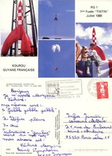 GUYANE Kourou carte projet RG1 fusée Tintin 1989 Kuifje Hergé lune moon 1